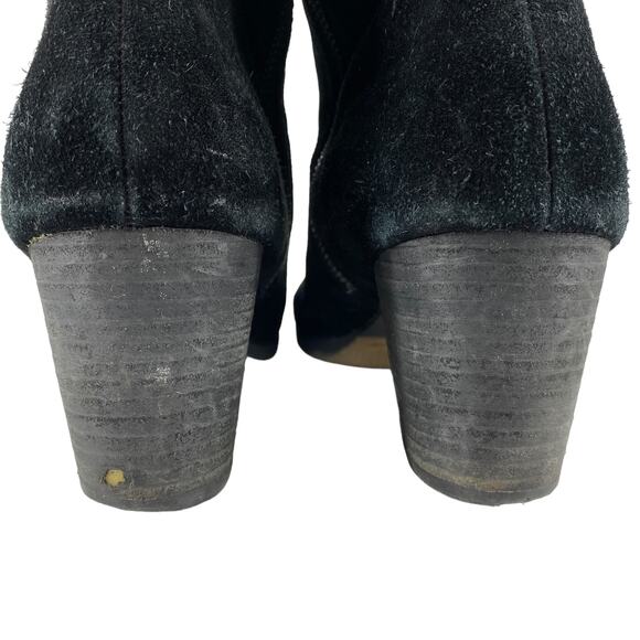 ADAM TUCKER 9M Isadora Black Suede Leather Double Zipper Boots Bootie Heel - Picture 9 of 16